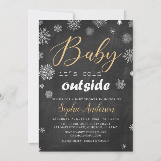 Baby Het is koud buiten Snowflake Baby shower Kaart (Voorkant)