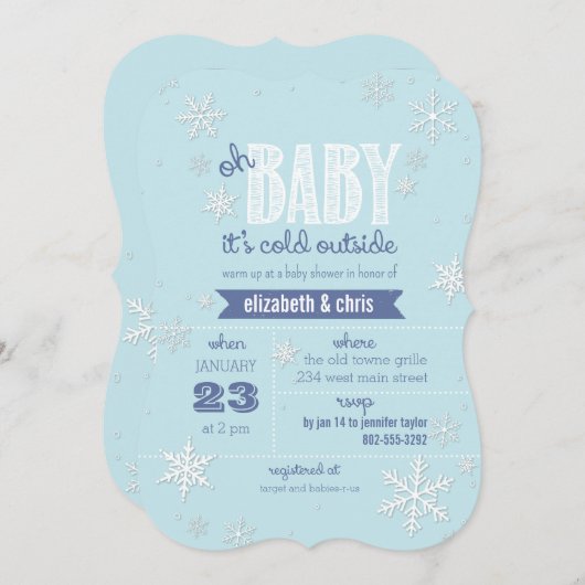 Baby Het is koud buiten Snowflake Baby shower Kaart (Voorkant / Achterkant)