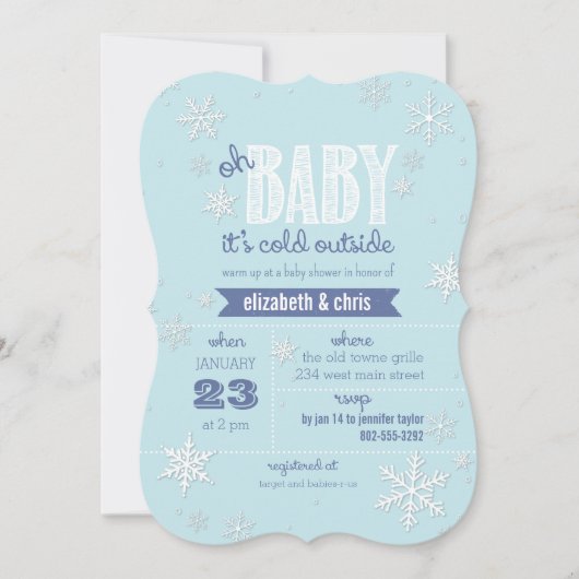 Baby Het is koud buiten Snowflake Baby shower Kaart (Voorkant)