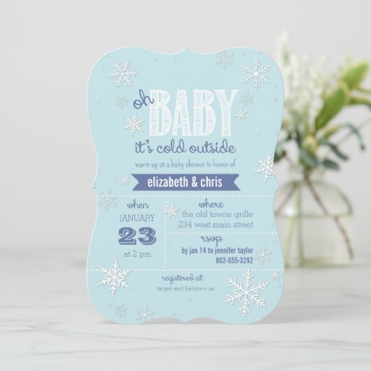 Baby Het is koud buiten Snowflake Baby shower Kaart (Staand voorkant)