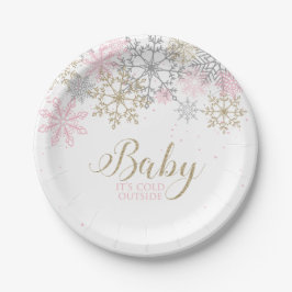 Baby Het is koud buiten Snowflake Baby shower Papieren Bordje