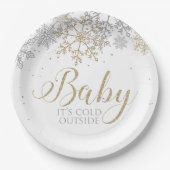 Baby Het is koud buiten Snowflake Baby shower Papieren Bordje (Voorkant)