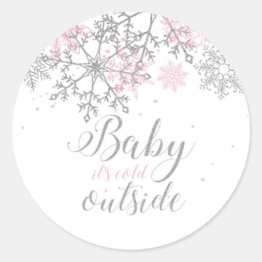 Baby Het is koud buiten Snowflake Baby shower Ronde Sticker (Voorkant)