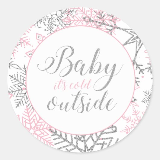 Baby Het is koud buiten Snowflake Baby shower Ronde Sticker (Voorkant)