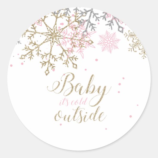 Baby Het is koud buiten Snowflake Baby shower Ronde Sticker (Voorkant)