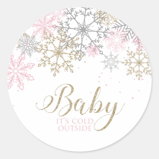 Baby Het is koud buiten Snowflake Baby shower Ronde Sticker (Voorkant)
