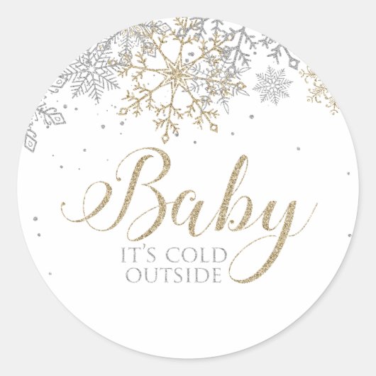 Baby Het is koud buiten Snowflake Baby shower Ronde Sticker (Voorkant)