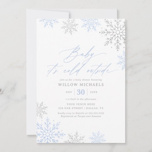 Baby Het is koud buiten Snowflake Boy Baby shower Kaart (Voorkant)