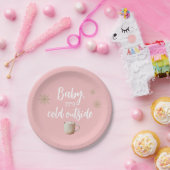 Baby Het is koud buiten Snowflake Pink Papieren Bordje (Feest)
