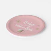 Baby Het is koud buiten Snowflake Pink Papieren Bordje (Gekanteld)