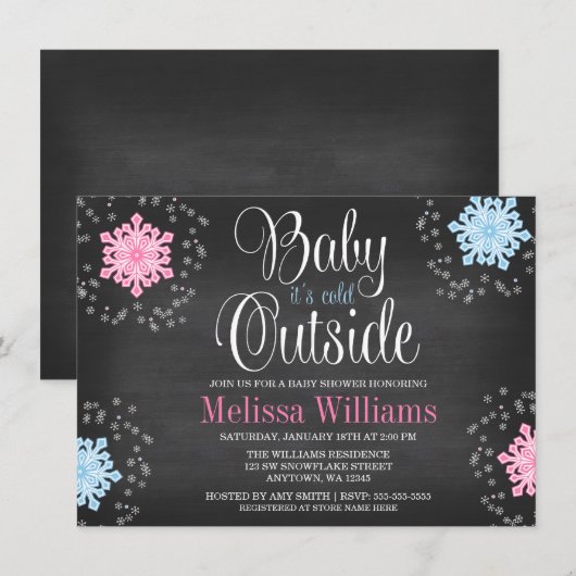 Baby Het is Koud Buiten Snowflakes Baby shower Kaart (Voorkant / Achterkant)