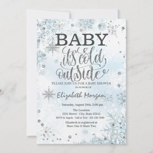 Baby Het is Koud Buiten Snowflakes Baby shower Kaart (Voorkant)