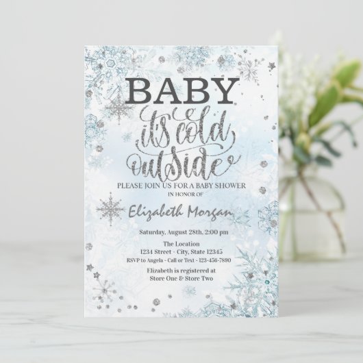 Baby Het is Koud Buiten Snowflakes Baby shower Kaart (Staand voorkant)