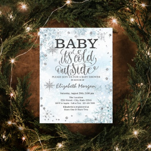 Baby Het is Koud Buiten Snowflakes Baby shower Kaart