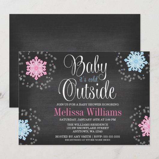 Baby Het is Koud Buiten Snowflakes Baby shower Kaart (Voorkant / Achterkant)