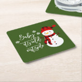 Baby Het is koud buiten Snowman Kerstmis. Kartonnen Onderzetters (Schuin)