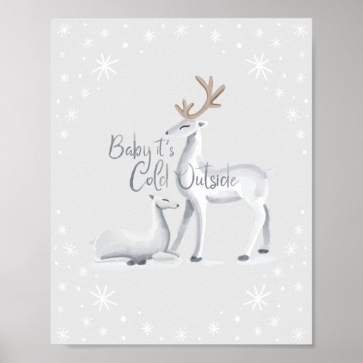Baby Het is koud buiten Snowy Kerstwinter Deer Poster (Voorkant)