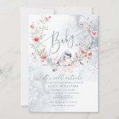 Baby het is koud buiten Stofblauwe baby shower Kaart (Voorkant)