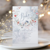 Baby het is koud buiten Stofblauwe baby shower Kaart