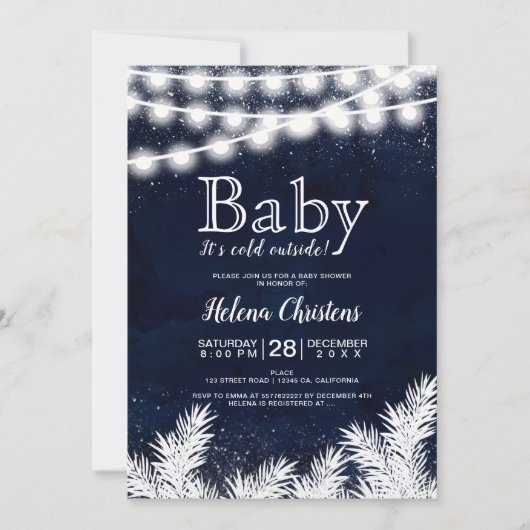 Baby Het is koud buiten string lichtpijnblauw Kaart (Voorkant)