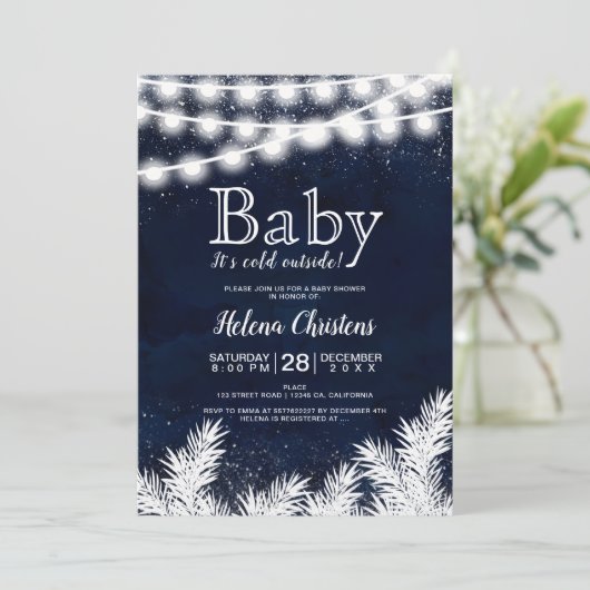 Baby Het is koud buiten string lichtpijnblauw Kaart (Staand voorkant)