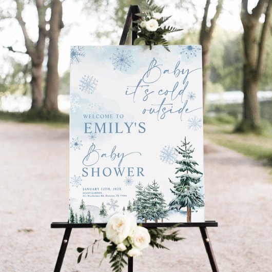 Baby Het is koud buiten teken, Baby shower Poster