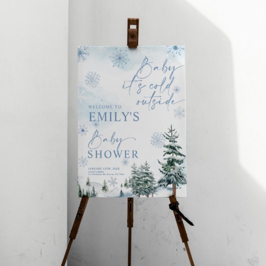 Baby Het is koud buiten teken, Baby shower Poster