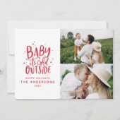 Baby het is koud buiten typografie Kerst foto Save The Date (Voorkant)