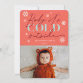 Baby Het is koud buiten Typografie Sneeuwvlokken F Feestdagenkaart (Voorkant)