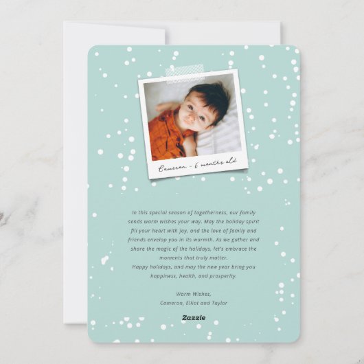 Baby Het is koud buiten Typografie Sneeuwvlokken F Feestdagenkaart (Achterkant)