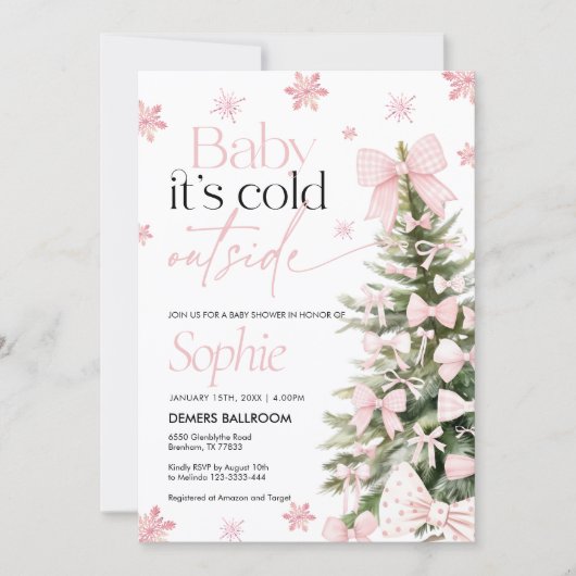 Baby het is koud buiten uitnodiging, Baby shower Kaart (Voorkant)