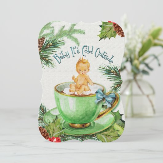 Baby Het is koud buiten | Uitnodiging voor Baby sh (Staand voorkant)