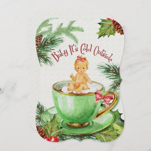 Baby Het is koud buiten | Uitnodiging voor Baby sh (Voorkant / Achterkant)