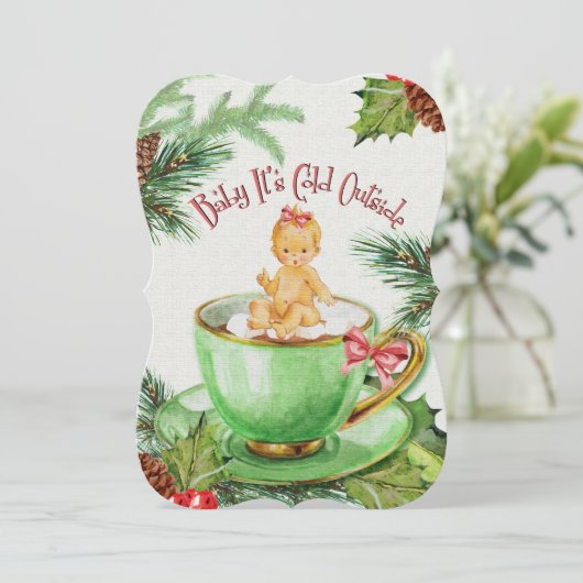 Baby Het is koud buiten | Uitnodiging voor Baby sh (Staand voorkant)