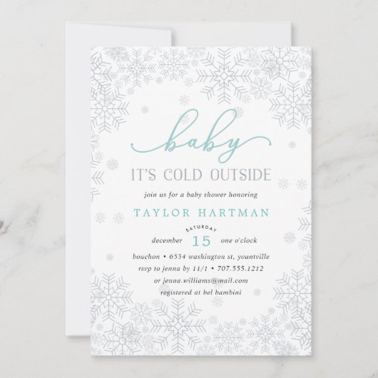 Baby Het is koud buiten | Uitnodiging voor Baby sh (Voorkant)