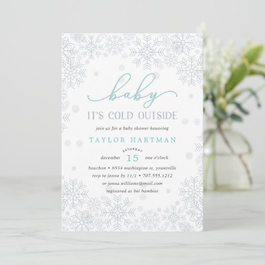 Baby Het is koud buiten | Uitnodiging voor Baby sh (Staand voorkant)