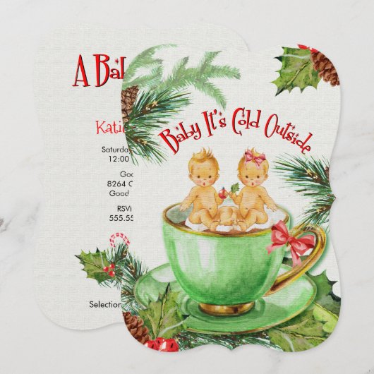 Baby Het is koud buiten | Uitnodiging voor Baby sh (Voorkant / Achterkant)