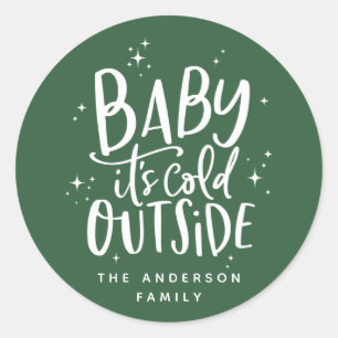 Baby het is koud buiten vakantie ronde sticker
