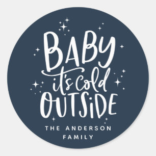 Baby het is koud buiten vakantie ronde sticker