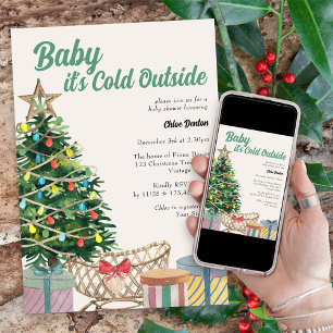 Baby het is koud buiten Vintage baby shower Kaart
