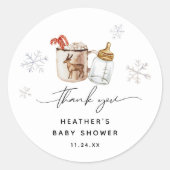 Baby Het is koud buiten warme chocoladewinterdouch Ronde Sticker (Voorkant)