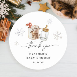 Baby Het is koud buiten warme chocoladewinterdouch Ronde Sticker