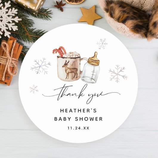 Baby Het is koud buiten warme chocoladewinterdouch Ronde Sticker