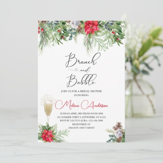 Baby het is koud buiten waterverf tak en babb kaart (Staand voorkant)