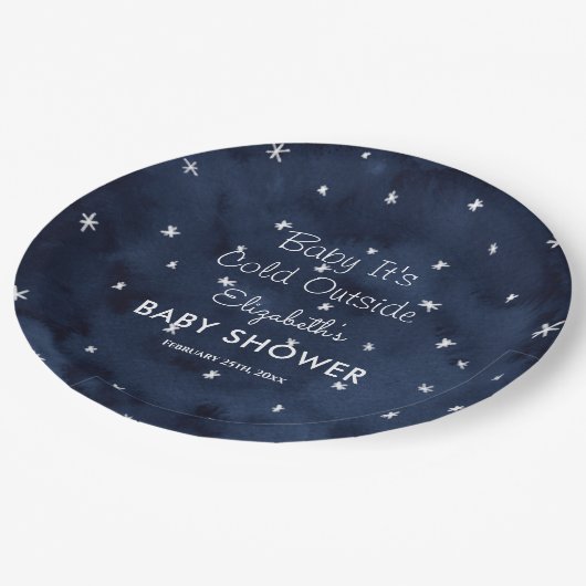 Baby Het is koud Buiten Whimsical Baby shower Papieren Bordje (Gekanteld)