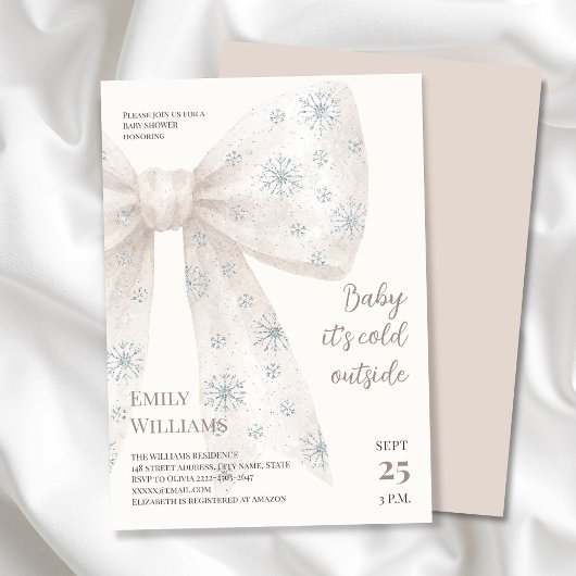 Baby Het is koud buiten White Bow Baby shower Kaart