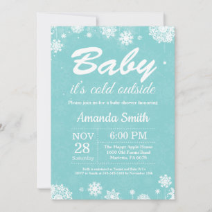 Baby het is koud buiten Winter Aqua Baby Shower Kaart