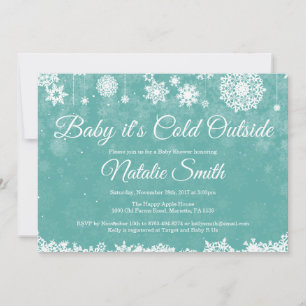 Baby het is koud buiten Winter Aqua Baby Shower Kaart