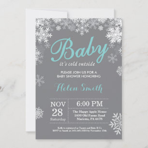 Baby het is koud buiten Winter Aqua Baby Shower Kaart