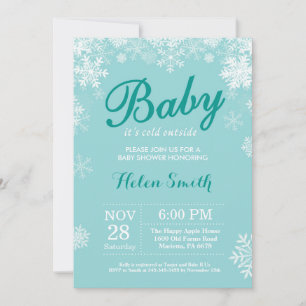 Baby het is koud buiten Winter Aqua Baby Shower Kaart